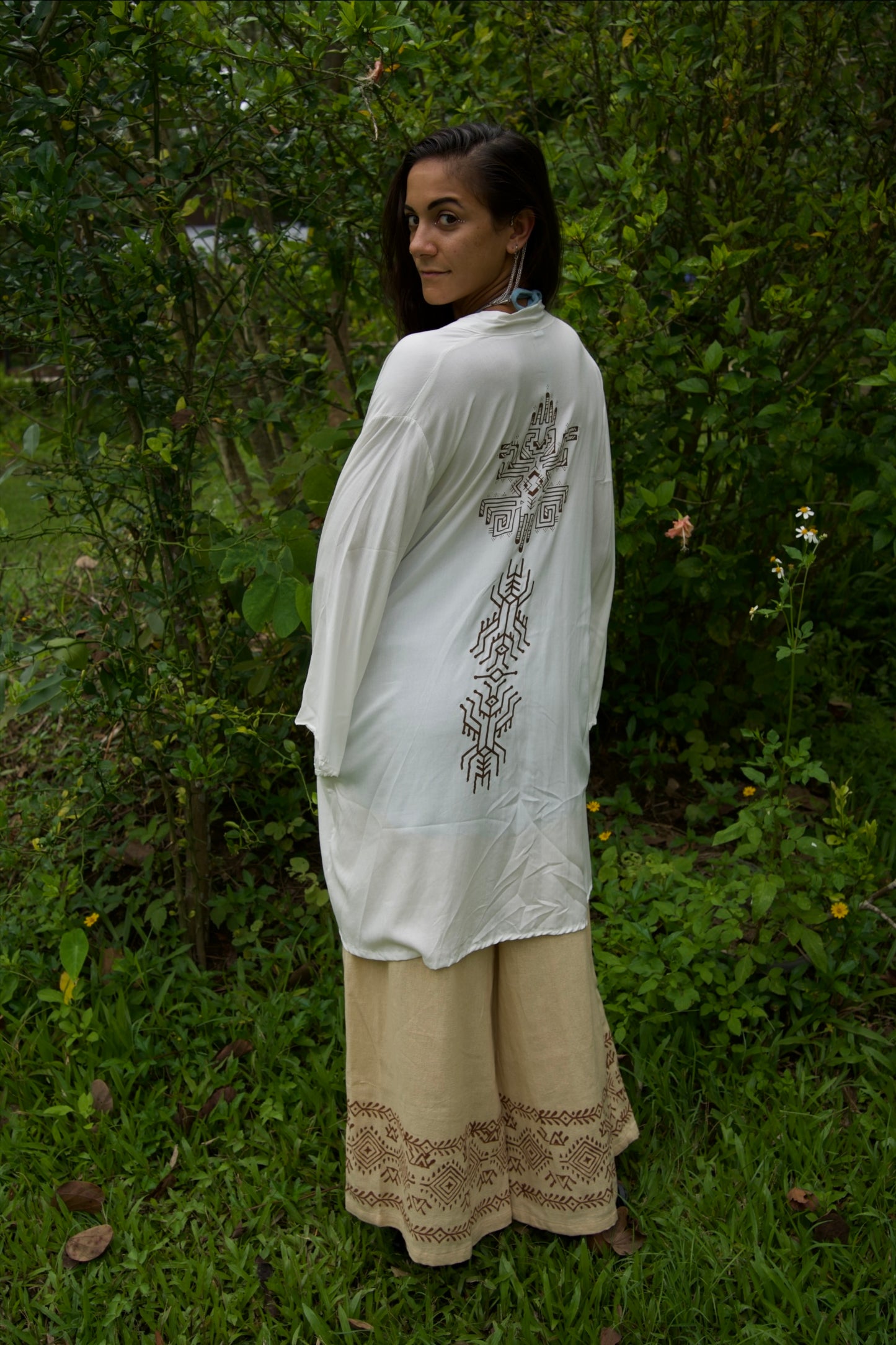 Ayahuasca  / Pacha Mama Unisex Block-printed Short Kimono