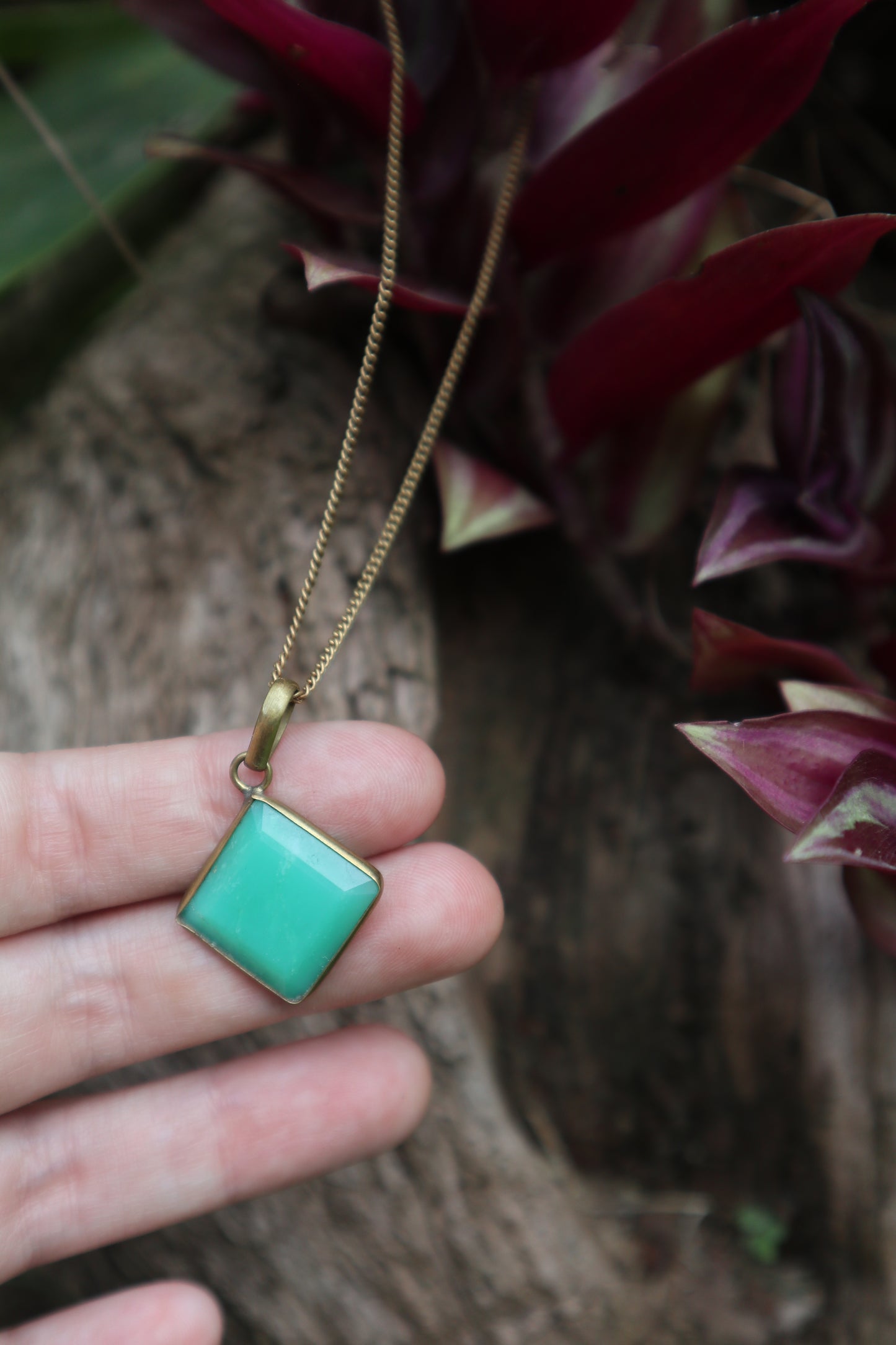 Heart of Green Brass Pendant