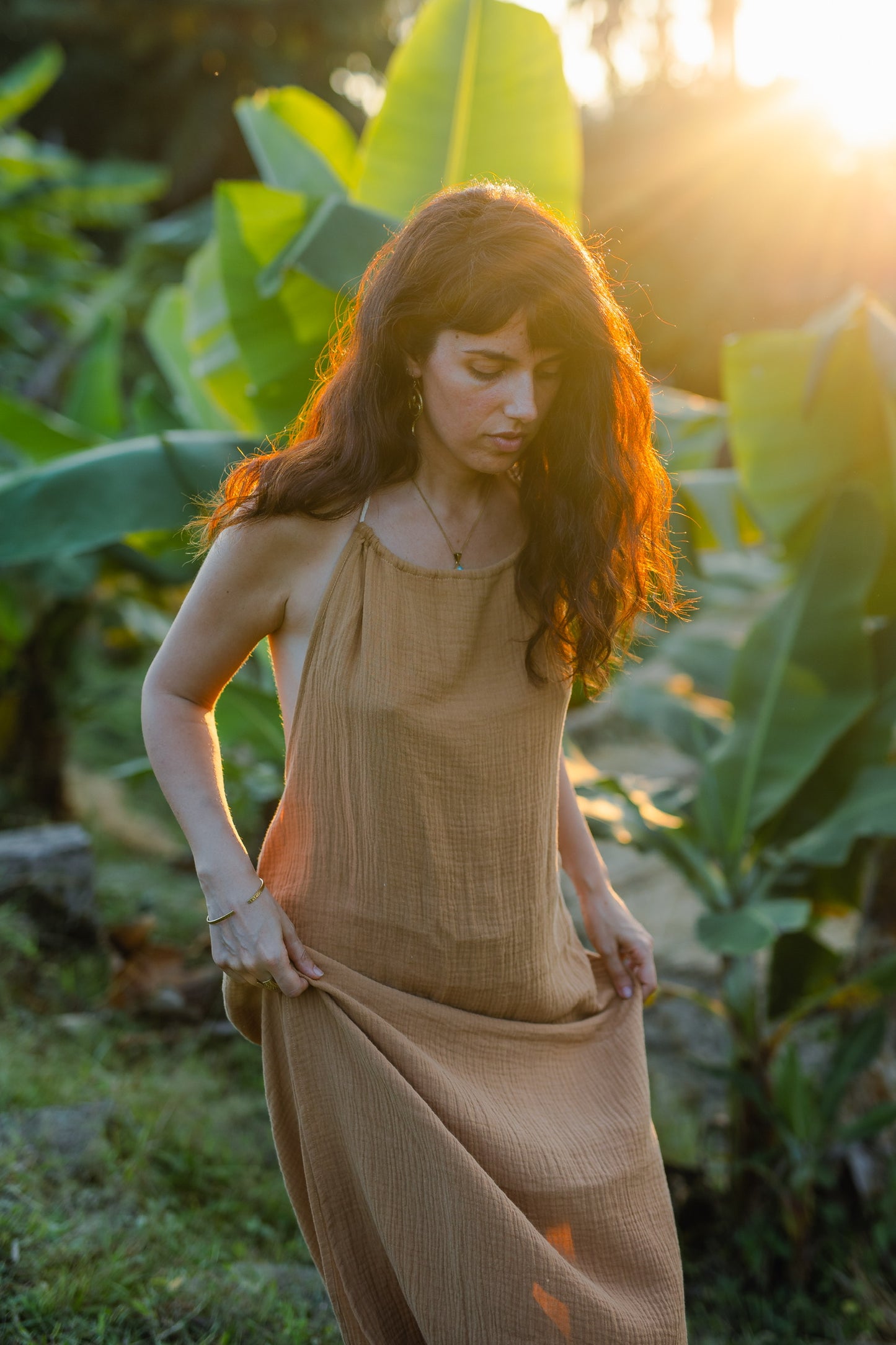 Cotton Long Dress/ Nymph Bronze