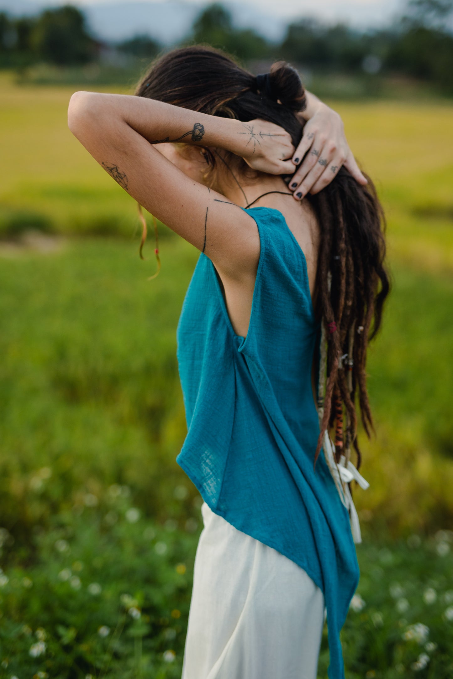 Reversible Bamboo Ocean Turquoise Eva Top