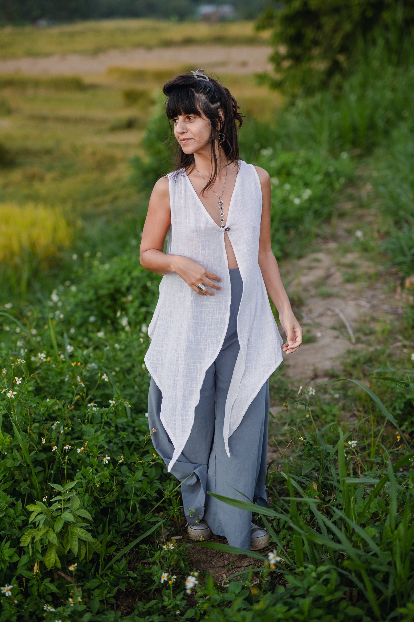 Reversible Bamboo Cotton Snow White Eva Top