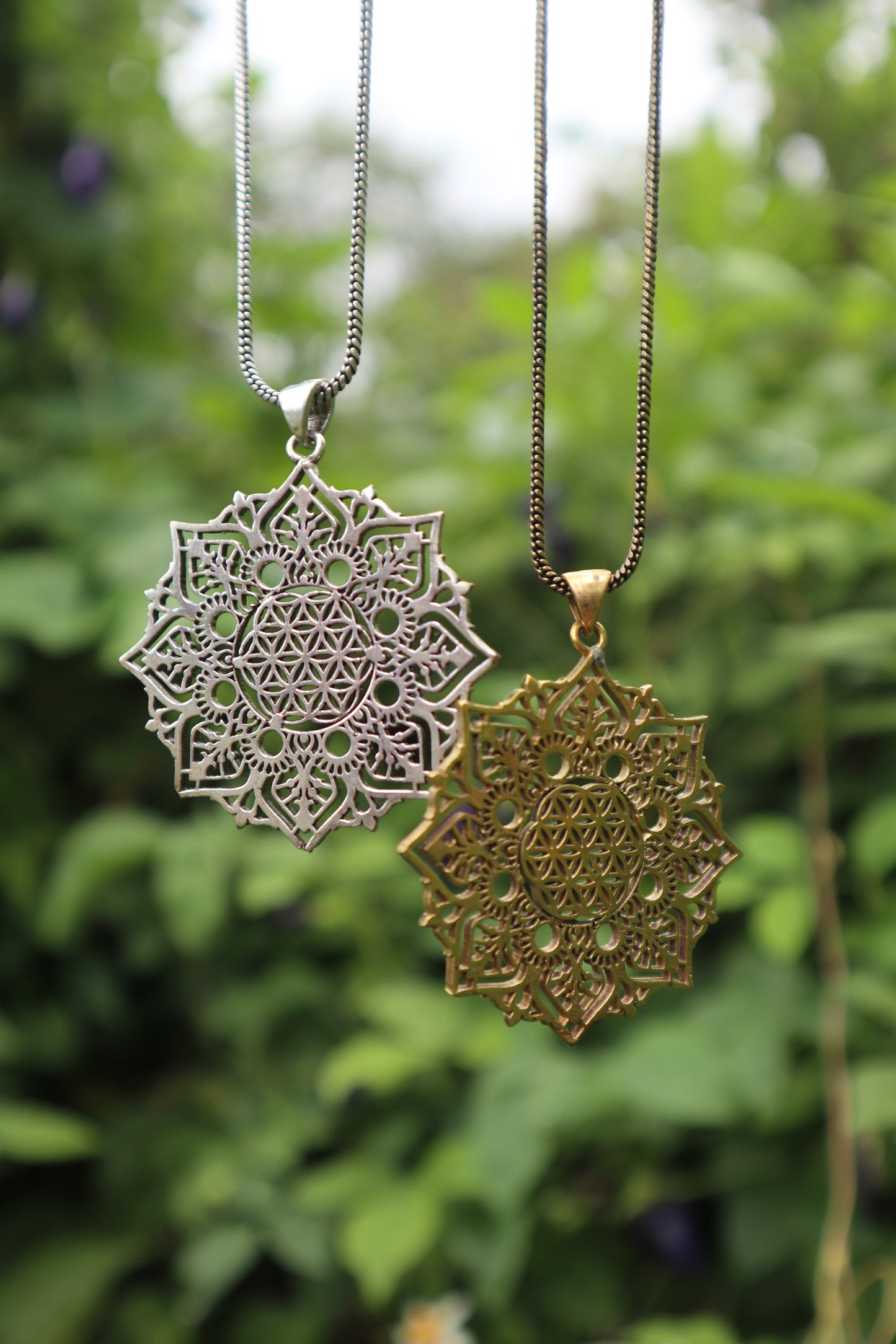Flower of Life Mandala Brass Pendant