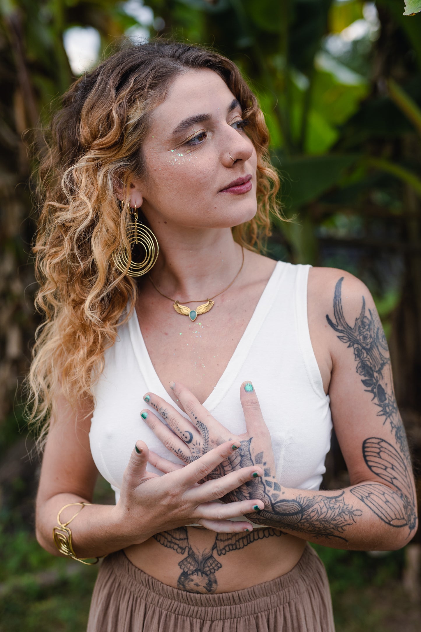 Celestial Spiral Brass Earrings