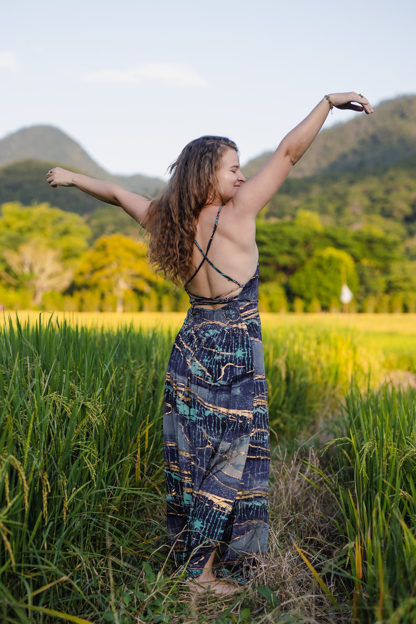 Silk Long Dress/ Artemida Ocean