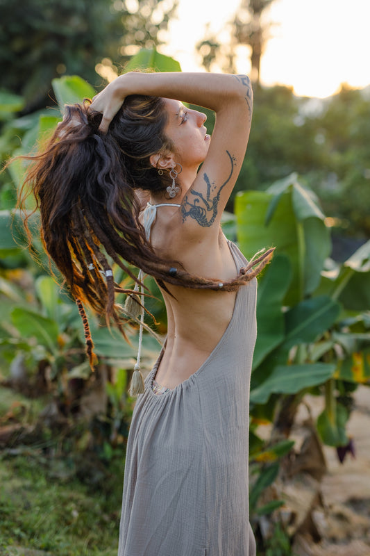 Cotton Long Dress/ Nymph grey