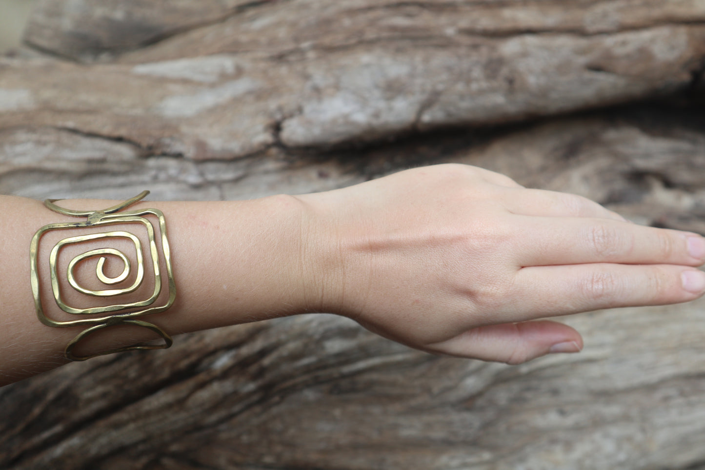Sacred spiral brass bracelet