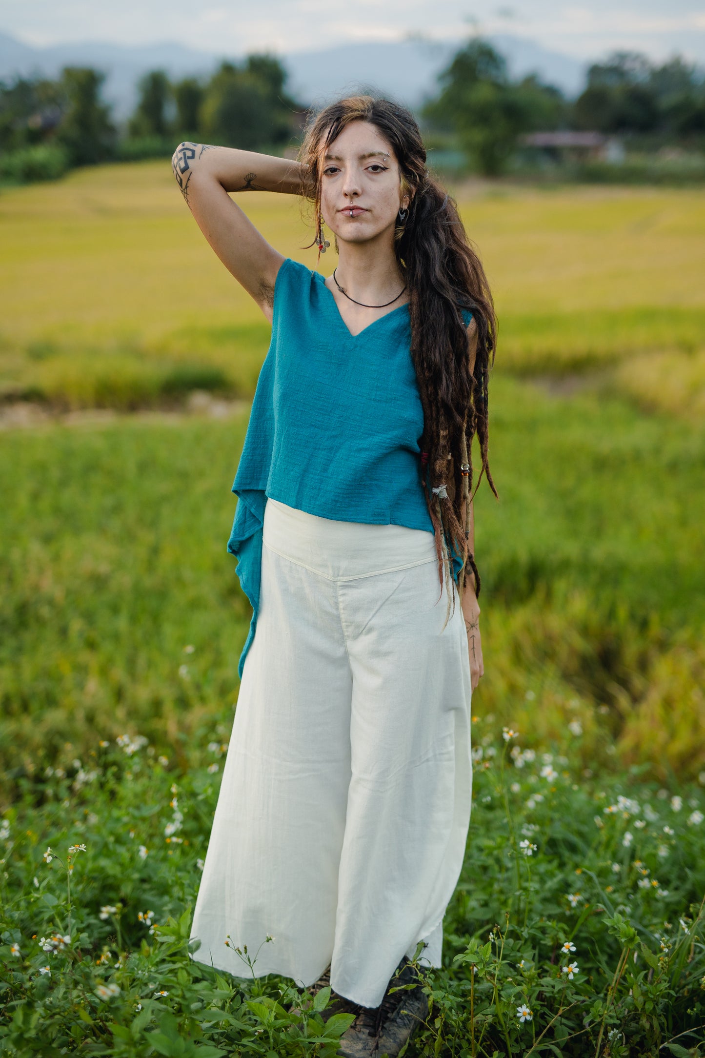 Cotton Snow White Yara Pants