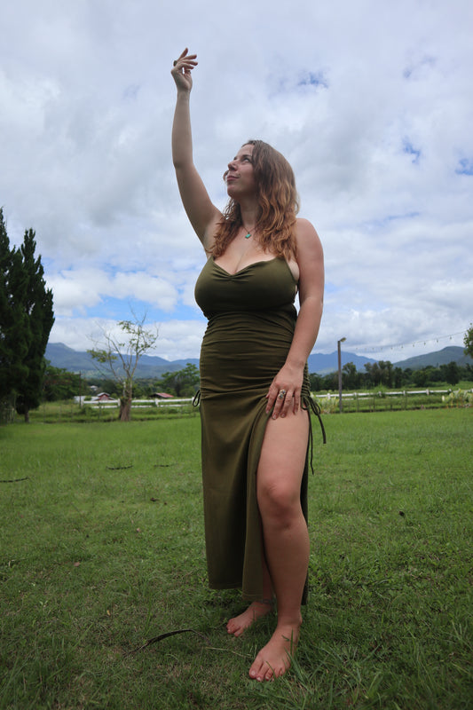 Cleopatra dress for Heart Chakra/ Basil Green