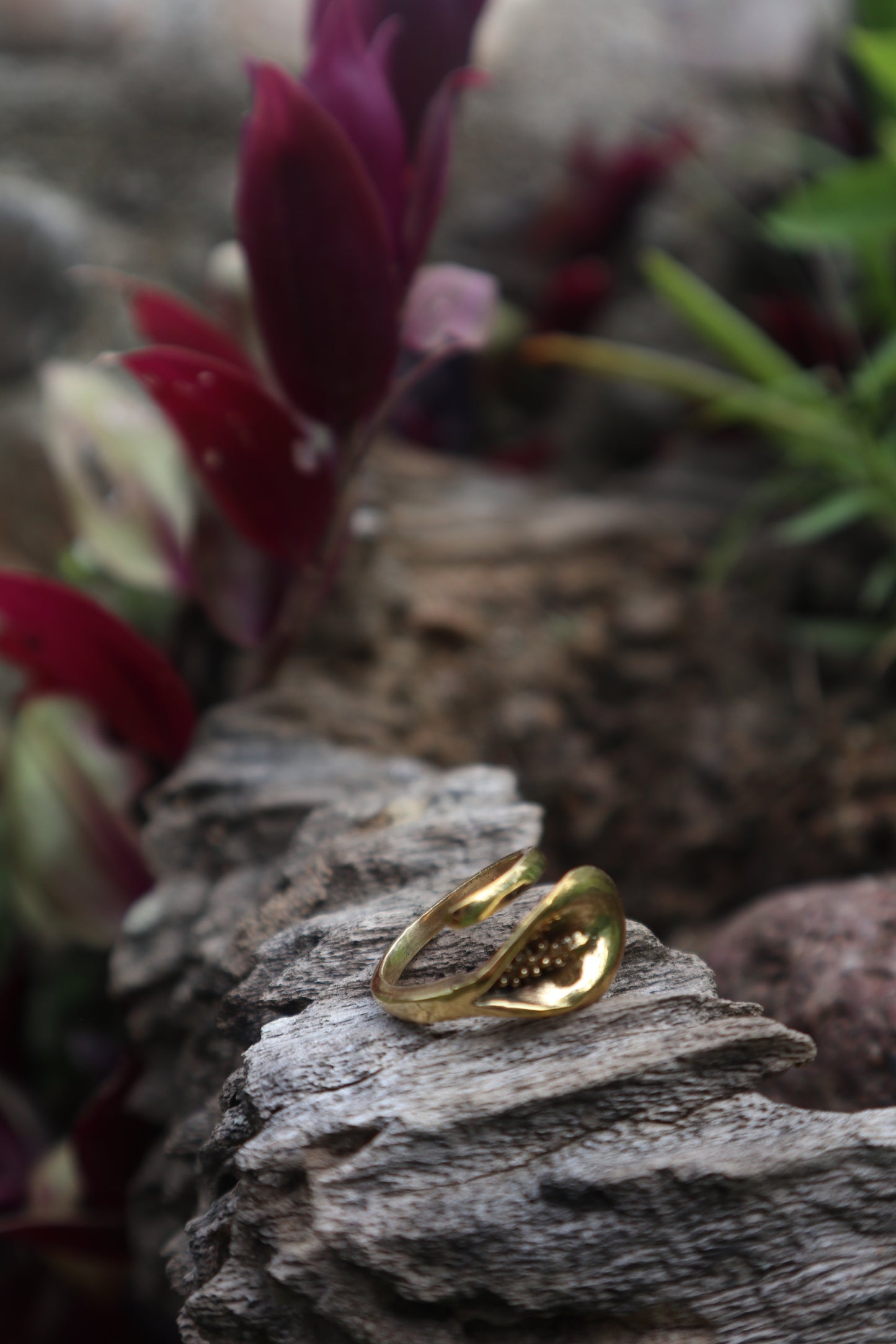 Flower Power Brass Adjustable Ring