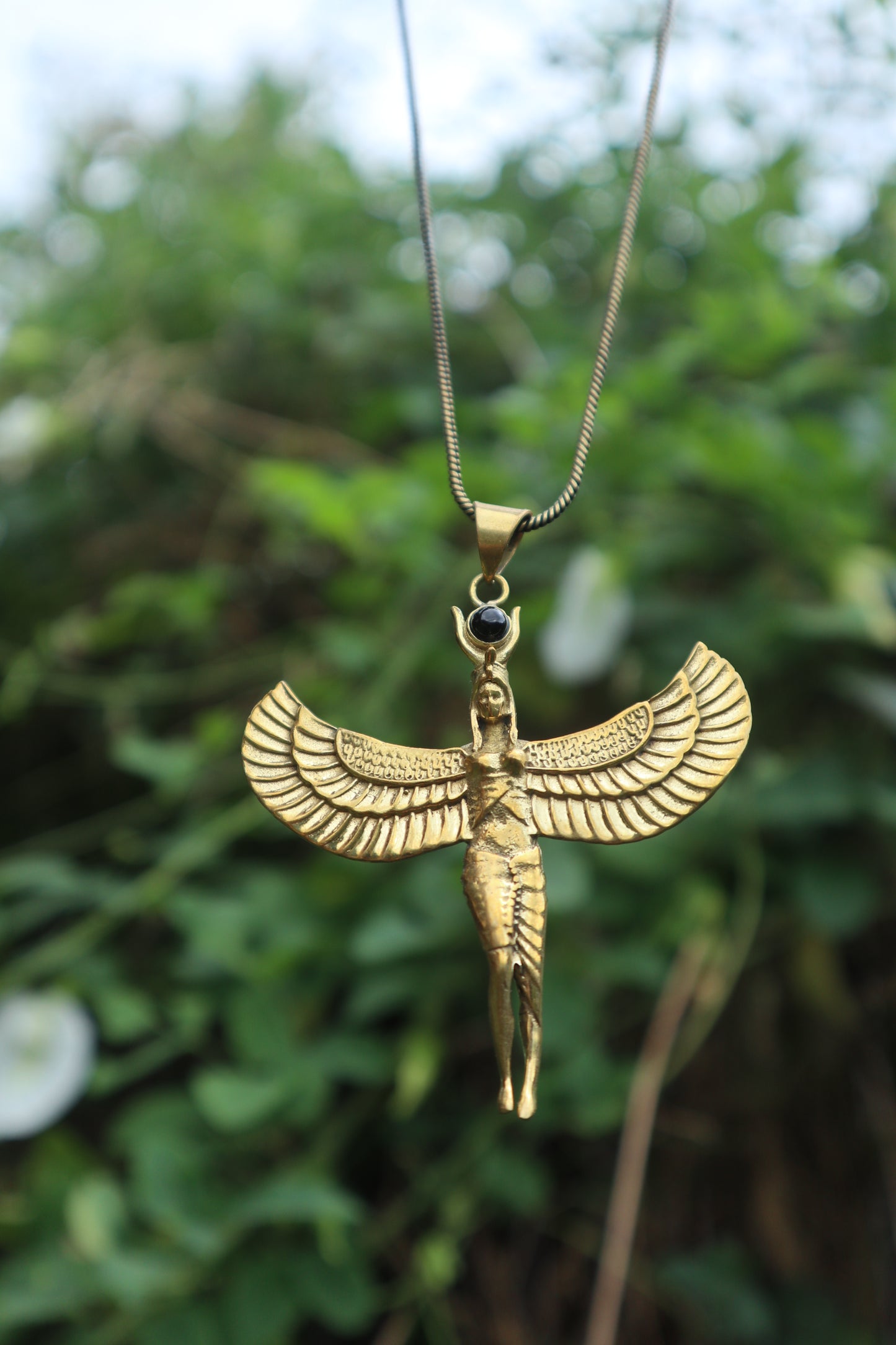 Isis goddess brass pendant