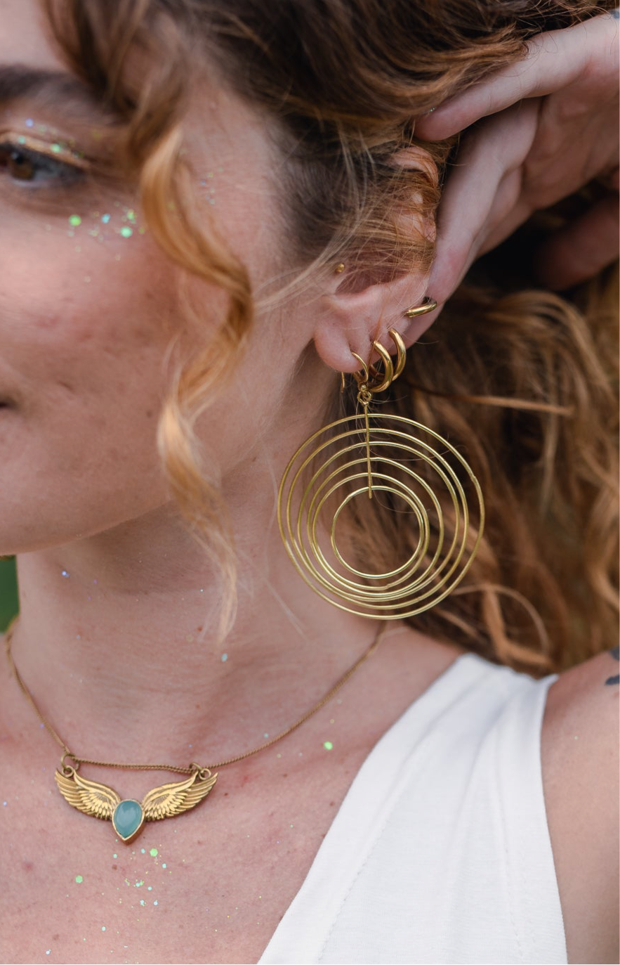 Celestial Spiral Brass Earrings