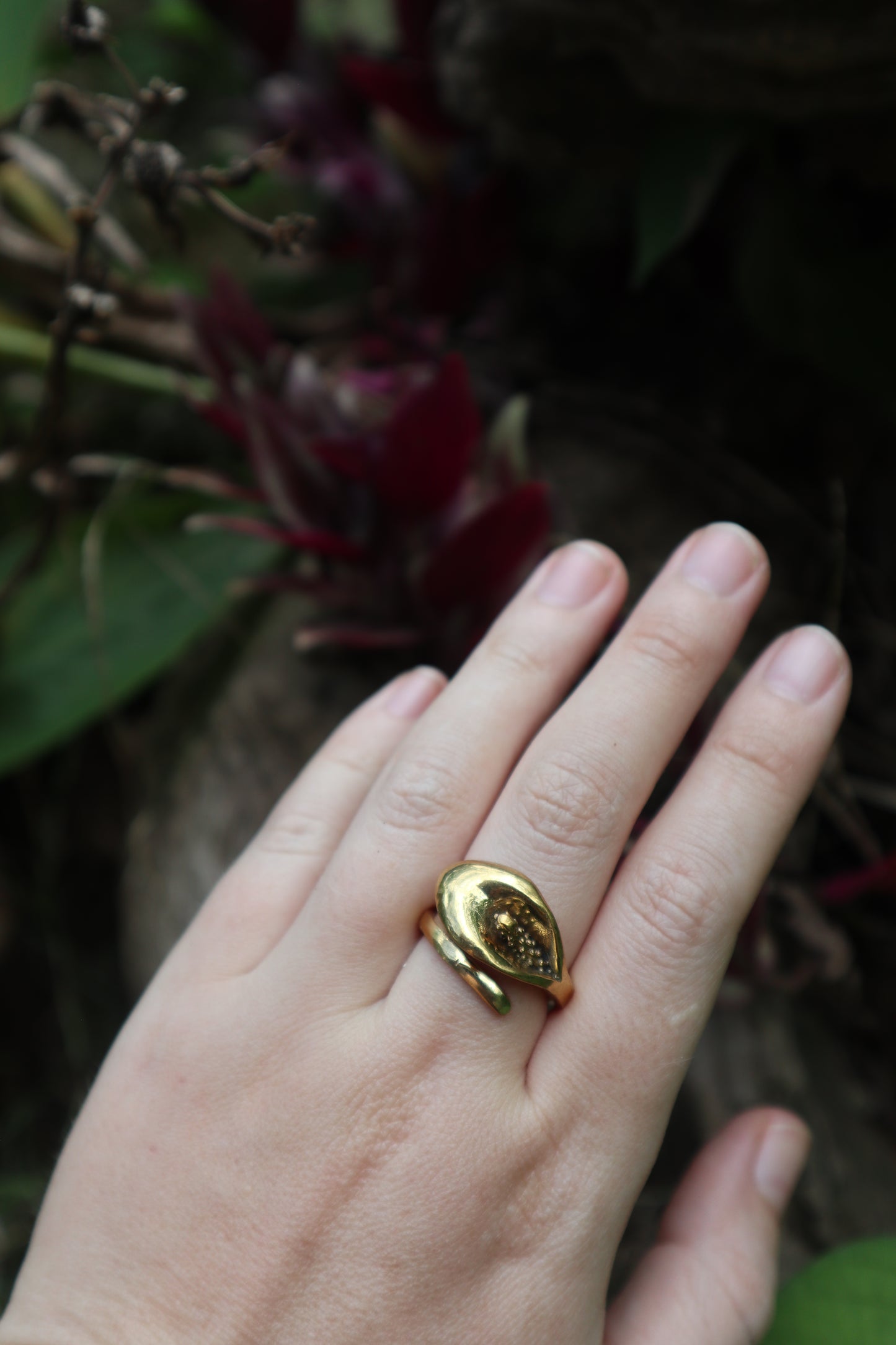 Flower Power Brass Adjustable Ring