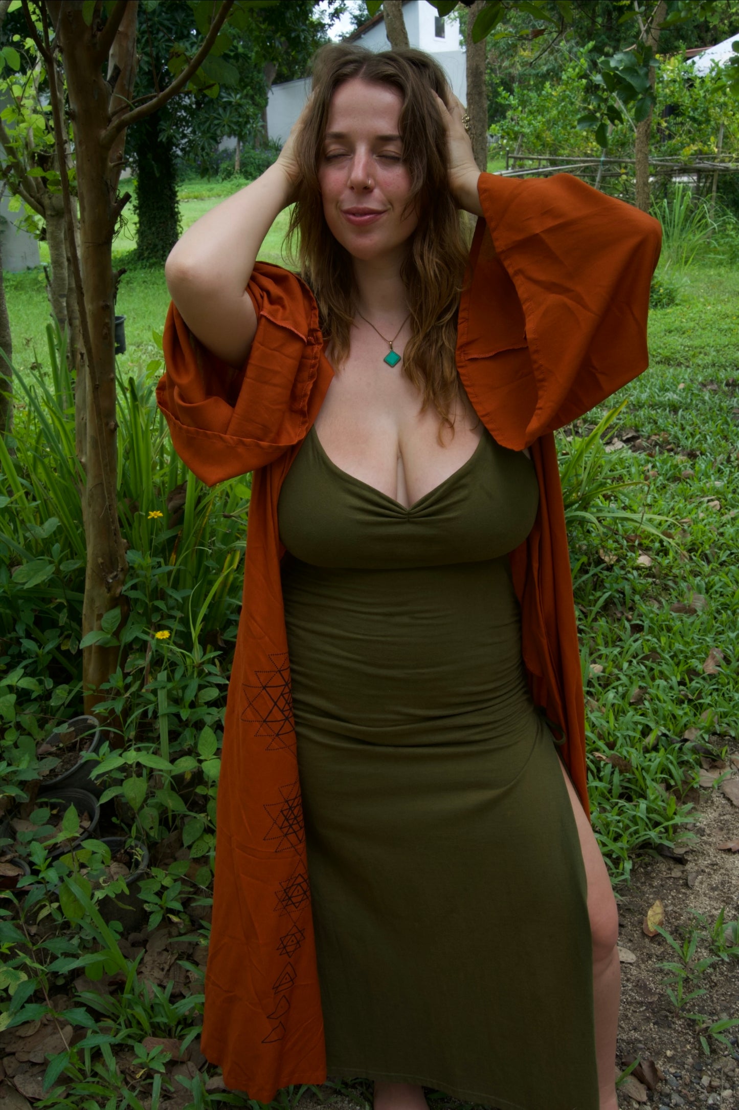 Cleopatra dress for Heart Chakra/ Basil Green