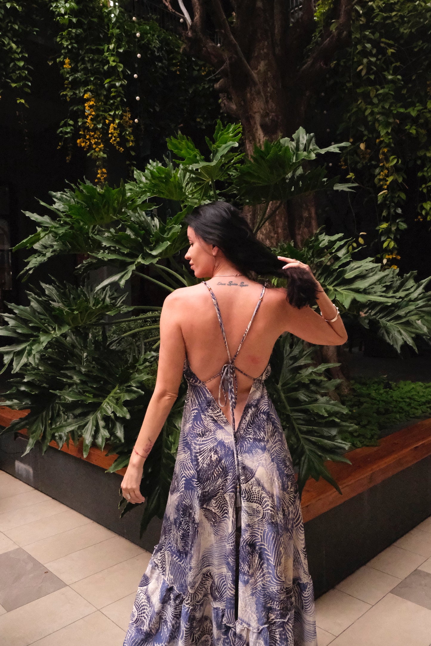 Silk Long Dress/ Seaside Breath