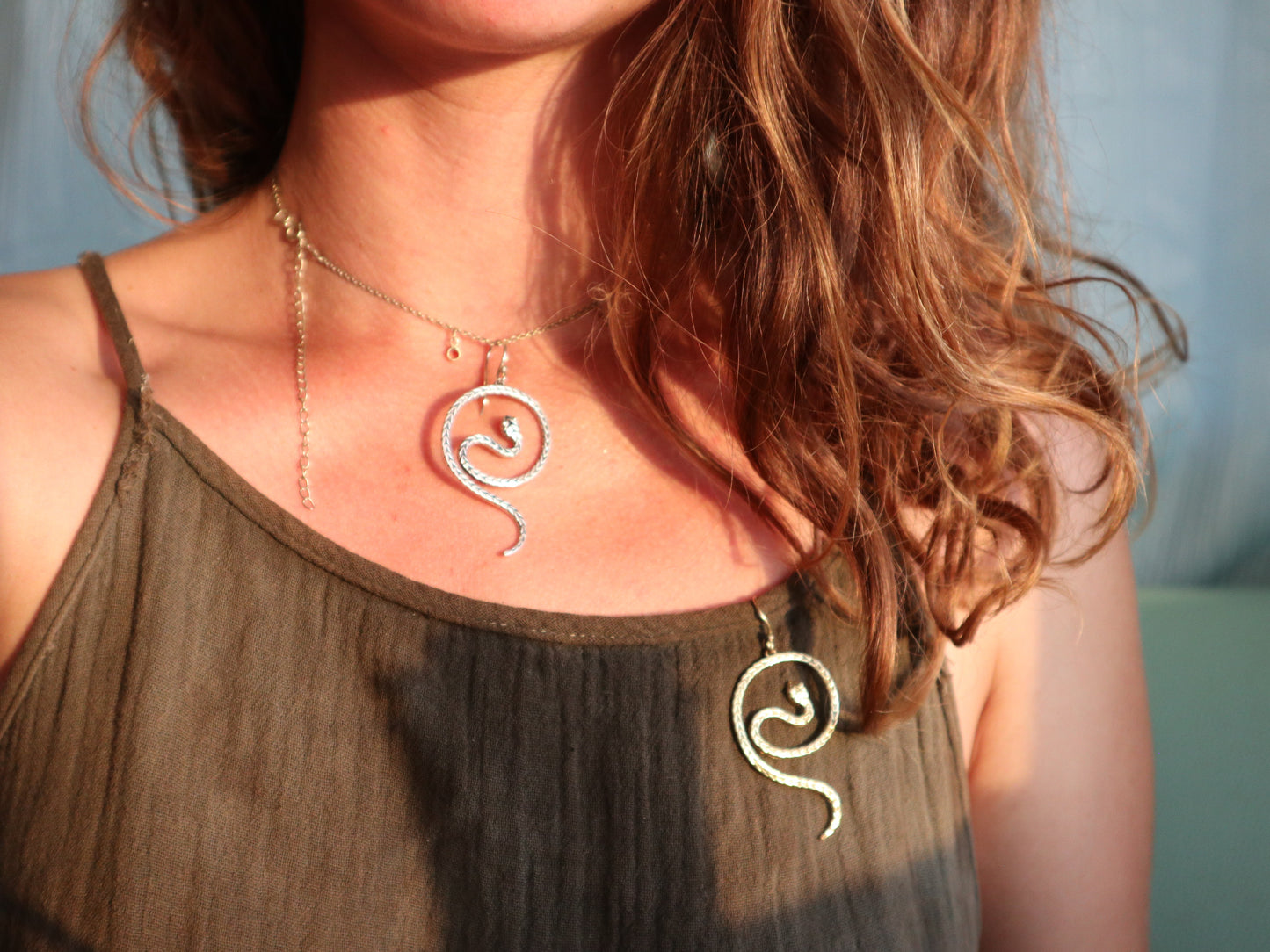 Kundalini silver plated brass earrings