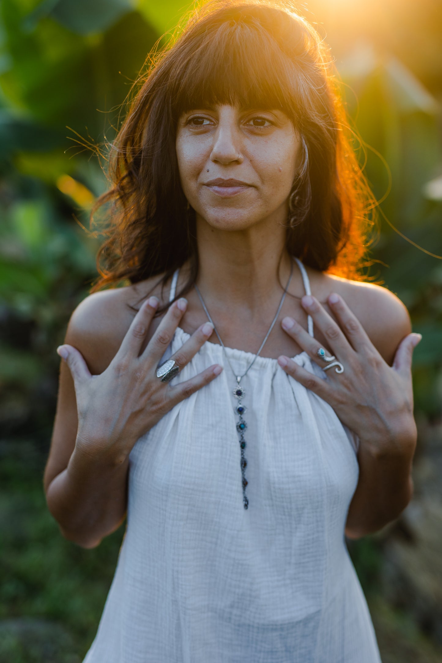 Magic Wand Chakra healing silver-plated necklace