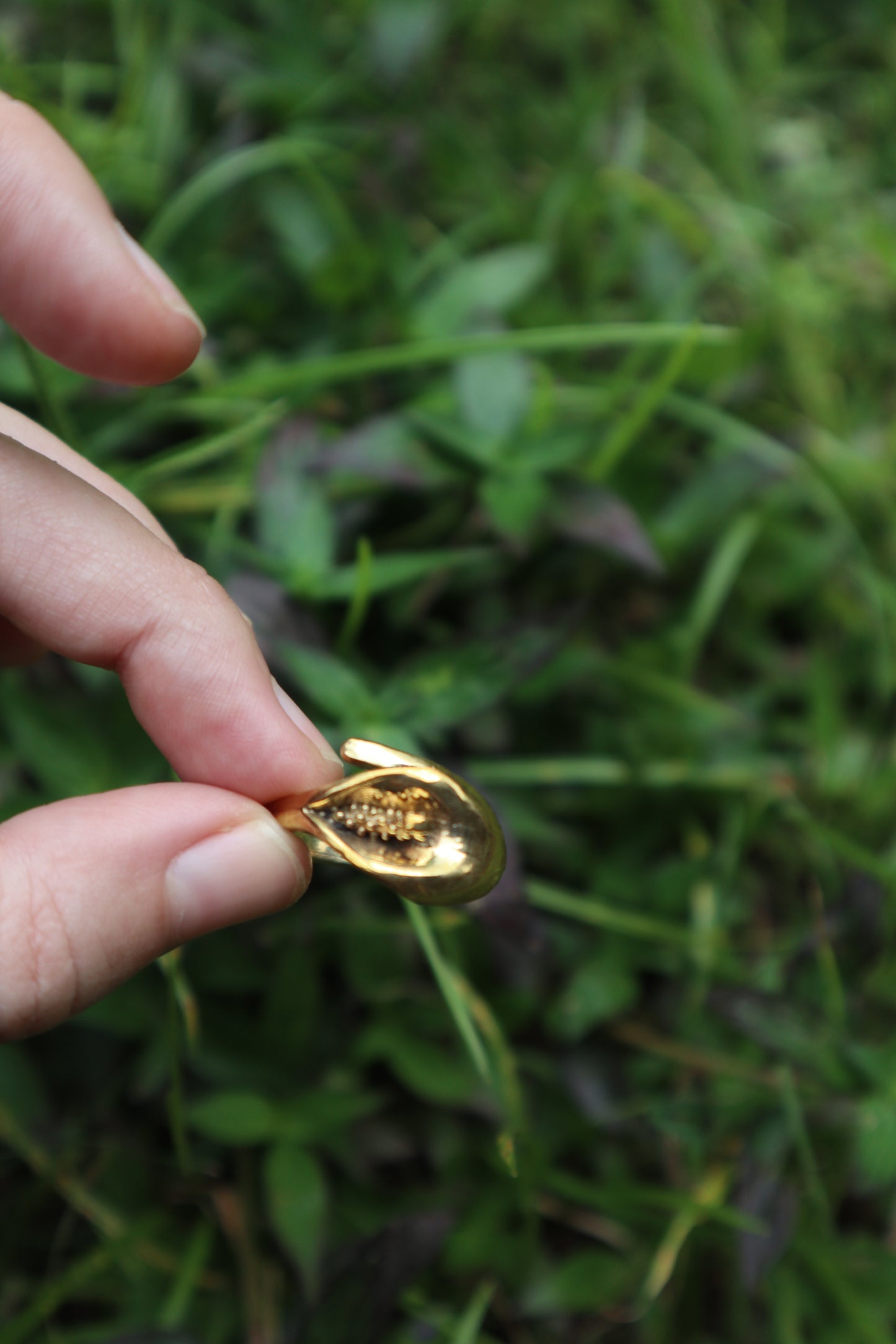 Flower Power Brass Adjustable Ring