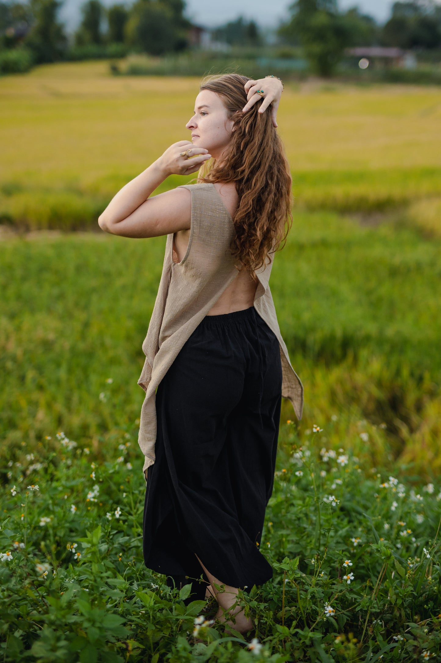 Reversible Bamboo Cotton Sand Beige Eva Top