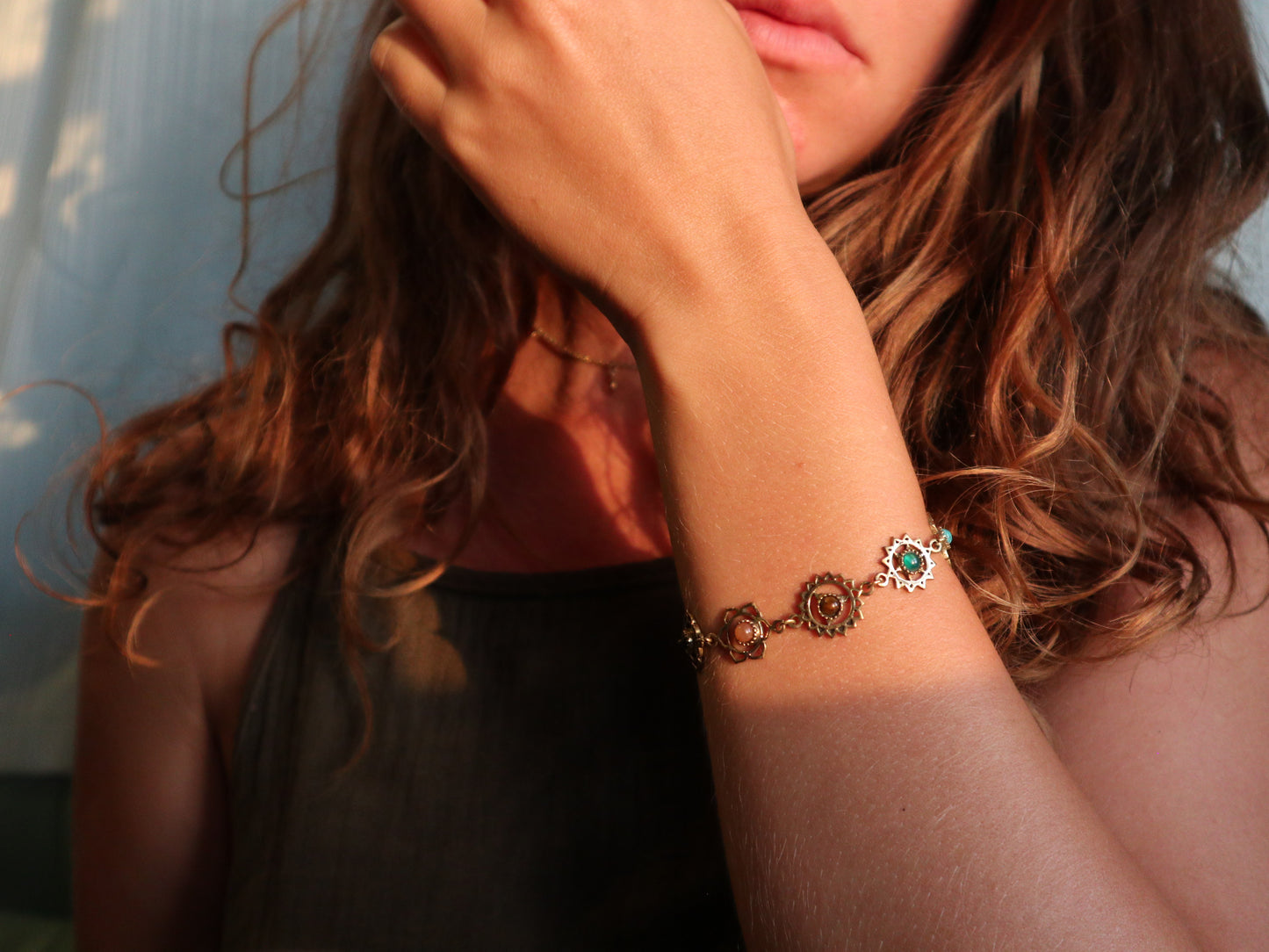 Chakra healing brass bracelet