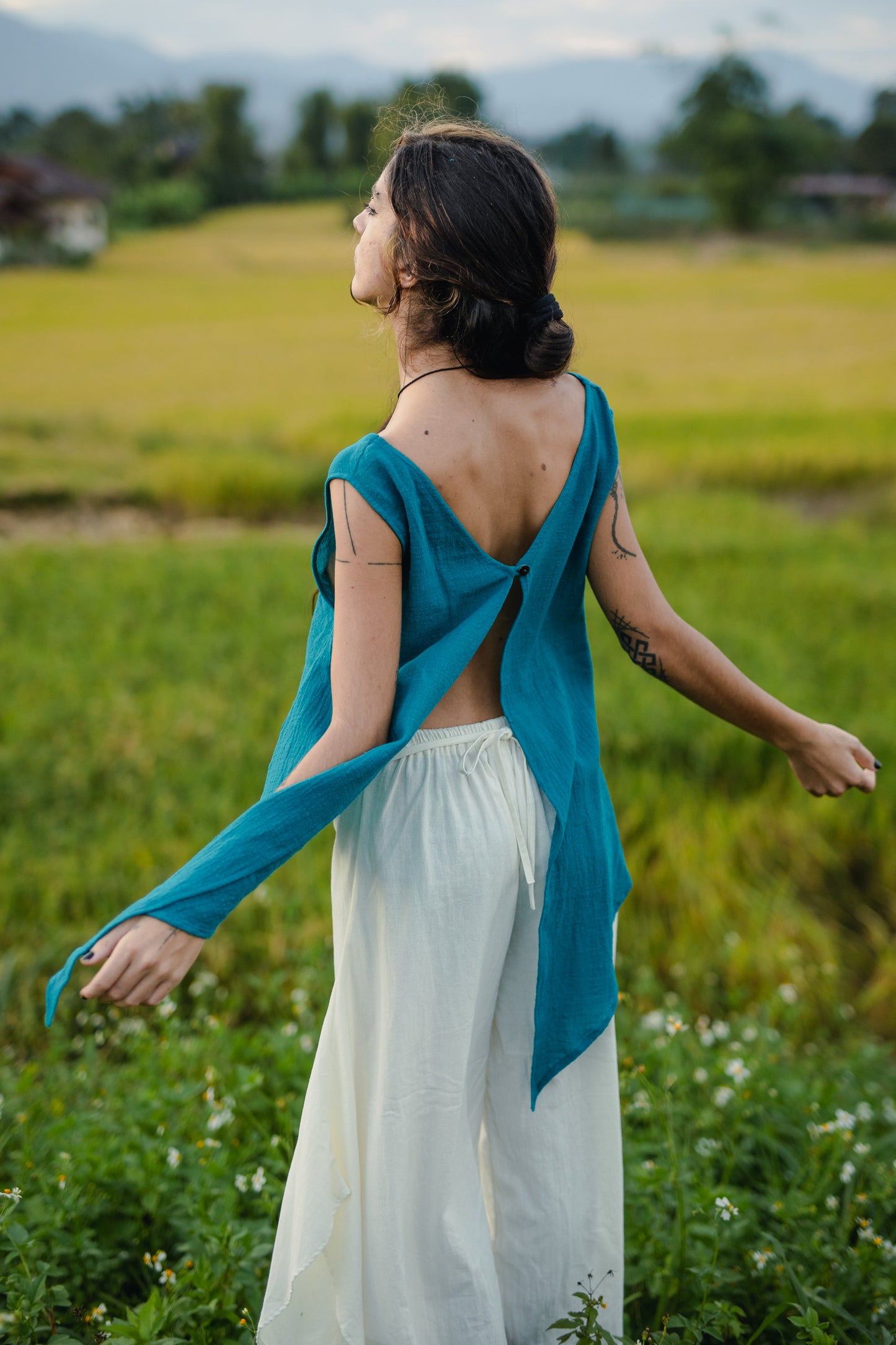 Reversible Bamboo Ocean Turquoise Eva Top