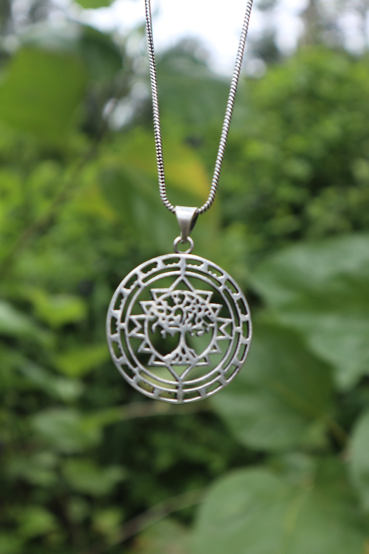 Sacred Tree of Life Silver Plated Brass Pendant
