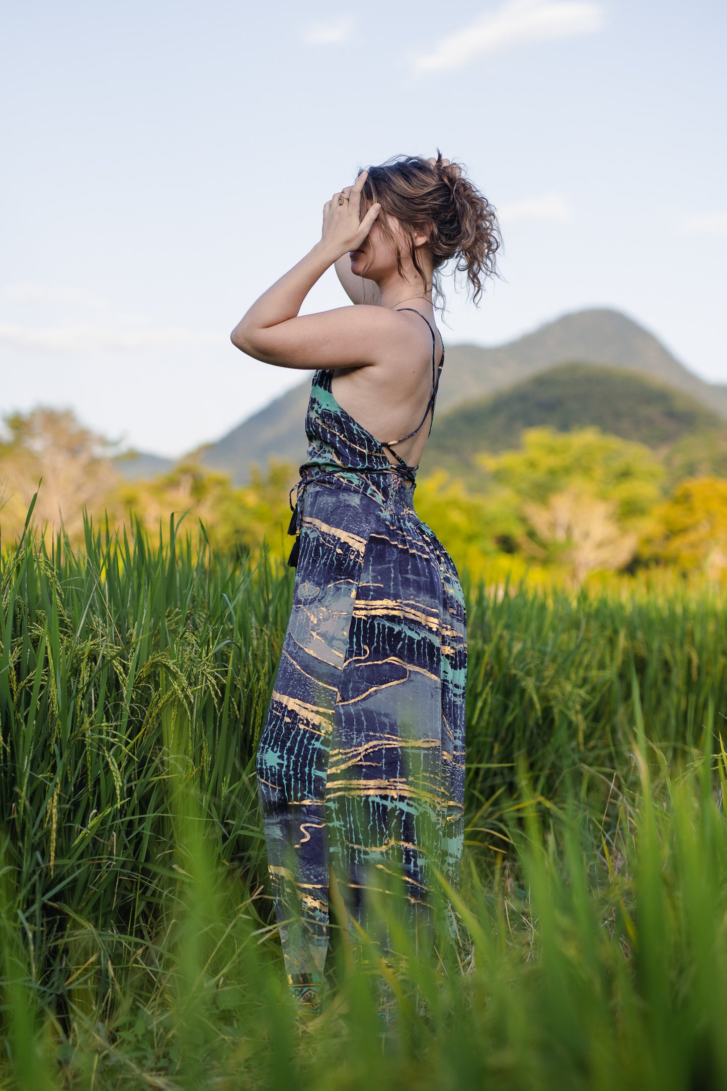 Silk Long Dress/ Artemida Ocean