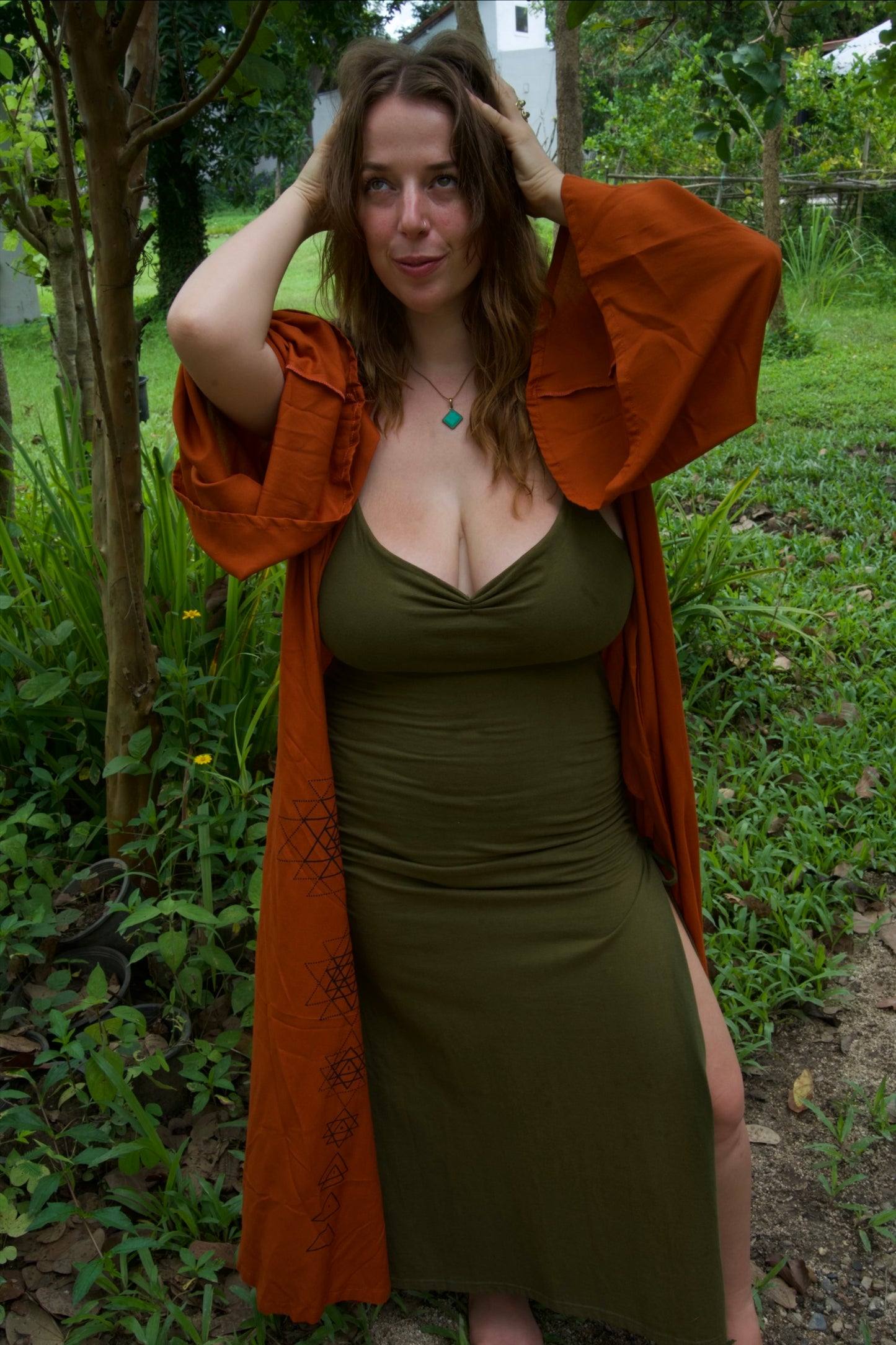 Heart of Green Brass Pendant