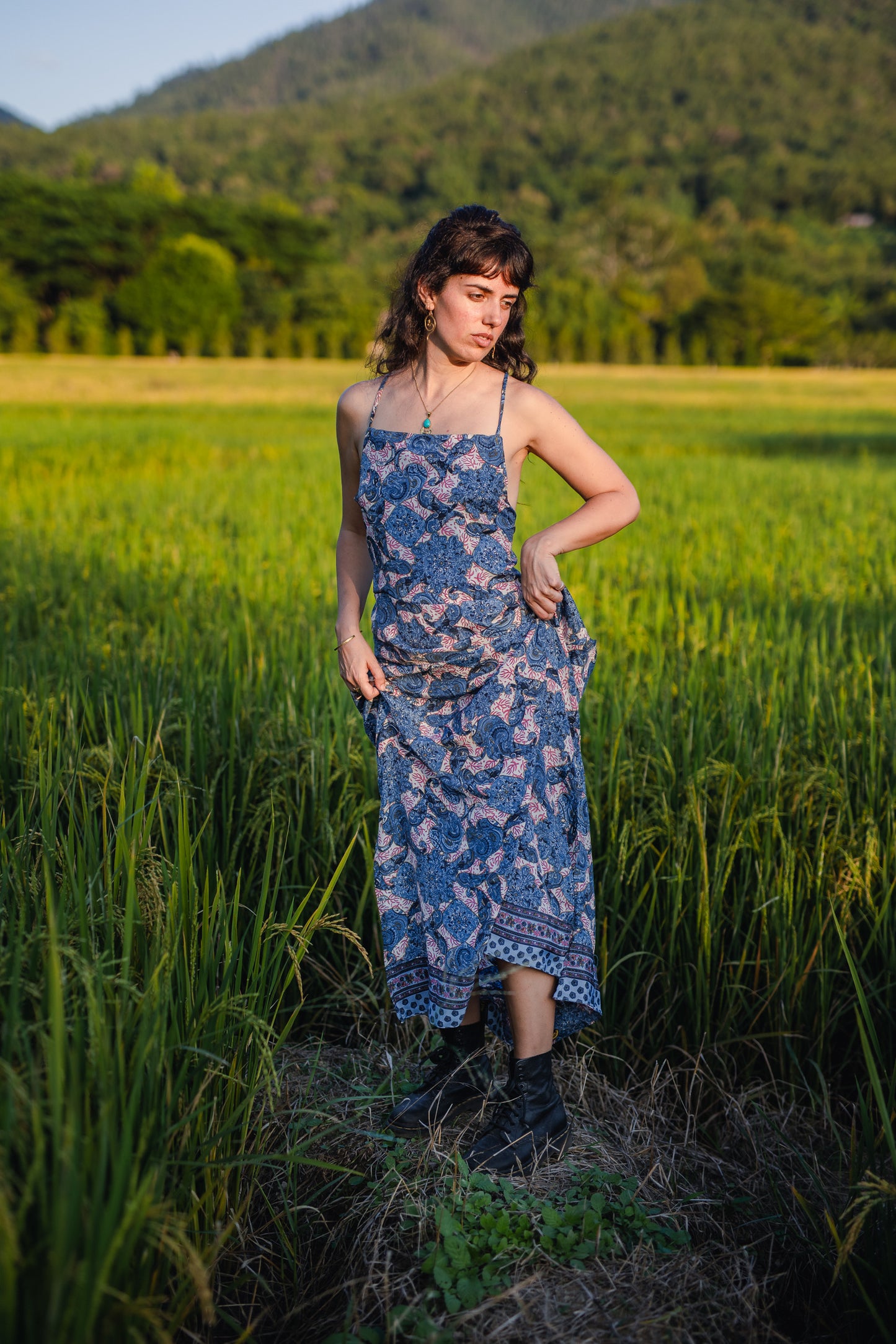 Silk Long Dress/ Artemida Floral