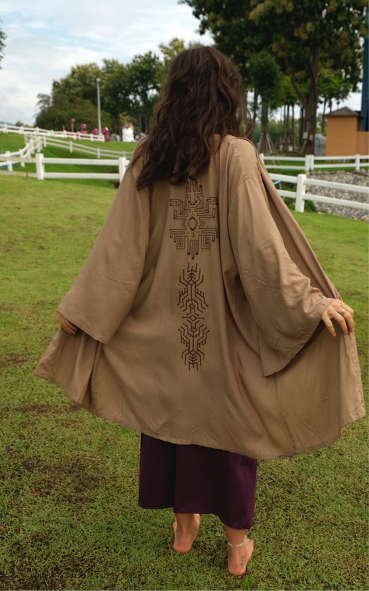 Ayahuasca  / Pacha Mama Unisex Block-printed Short Kimono