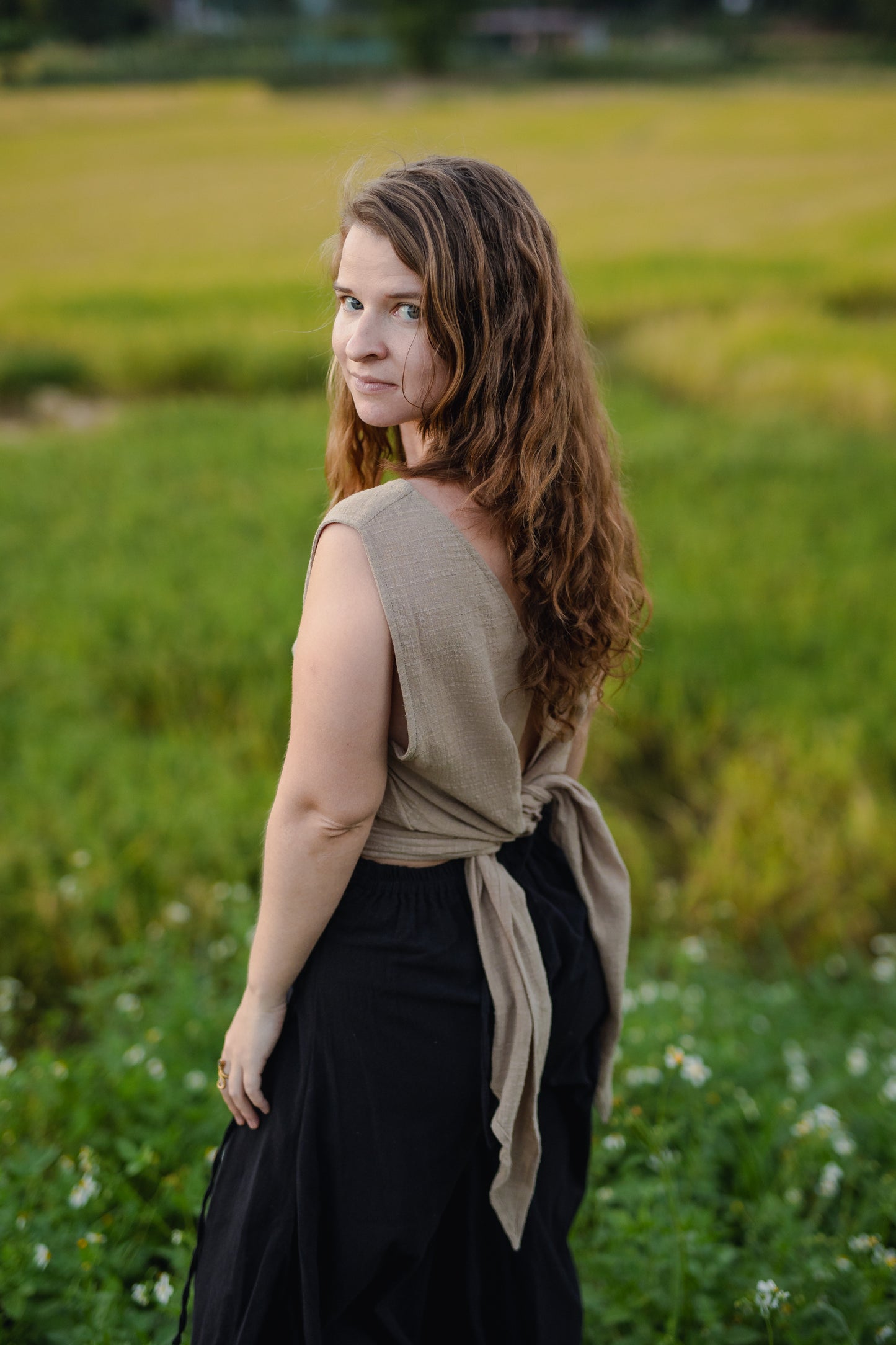 Reversible Bamboo Cotton Sand Beige Eva Top