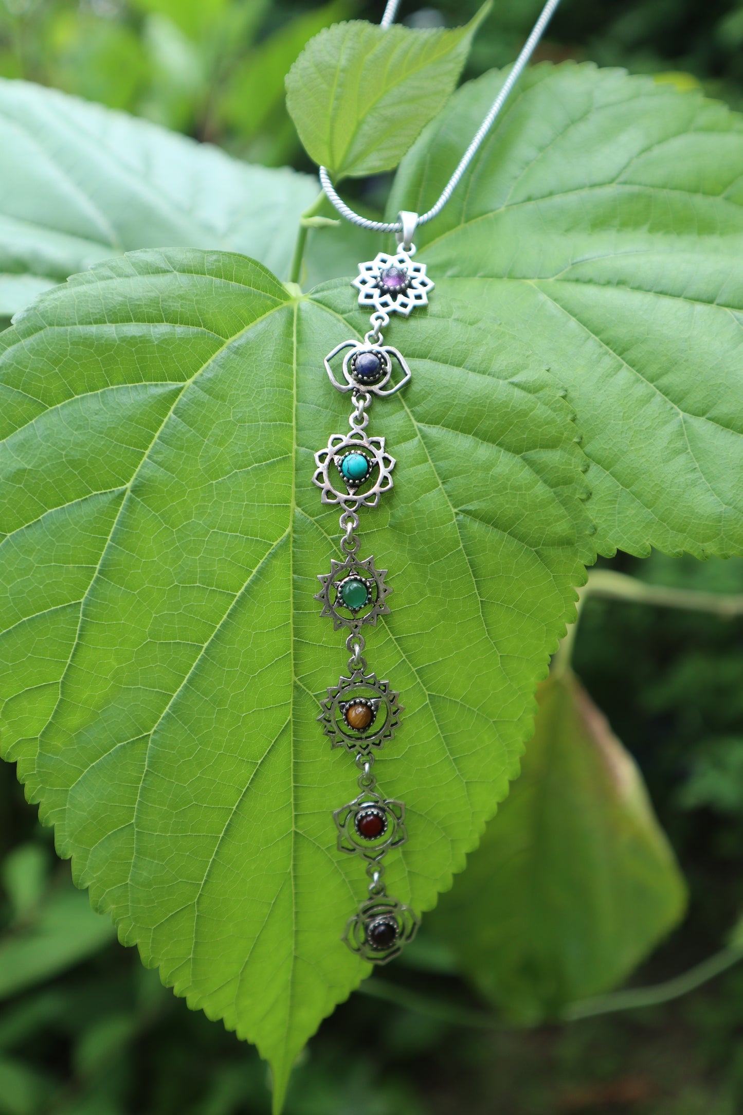 Magic Wand Chakra healing silver-plated necklace