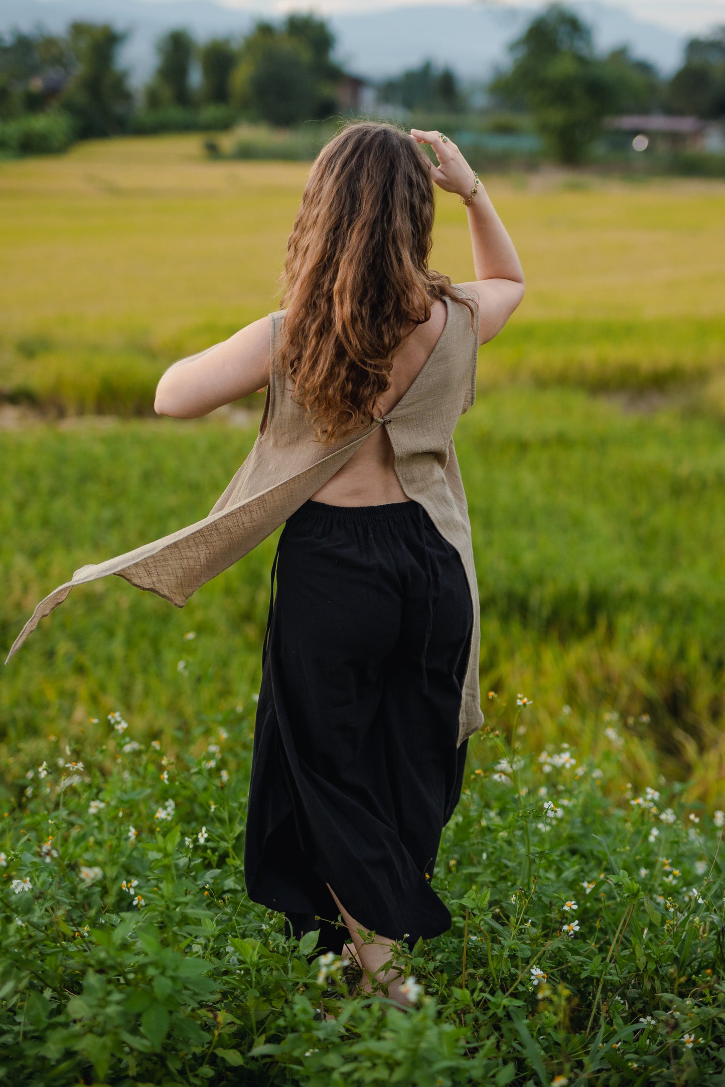 Reversible Bamboo Cotton Sand Beige Eva Top