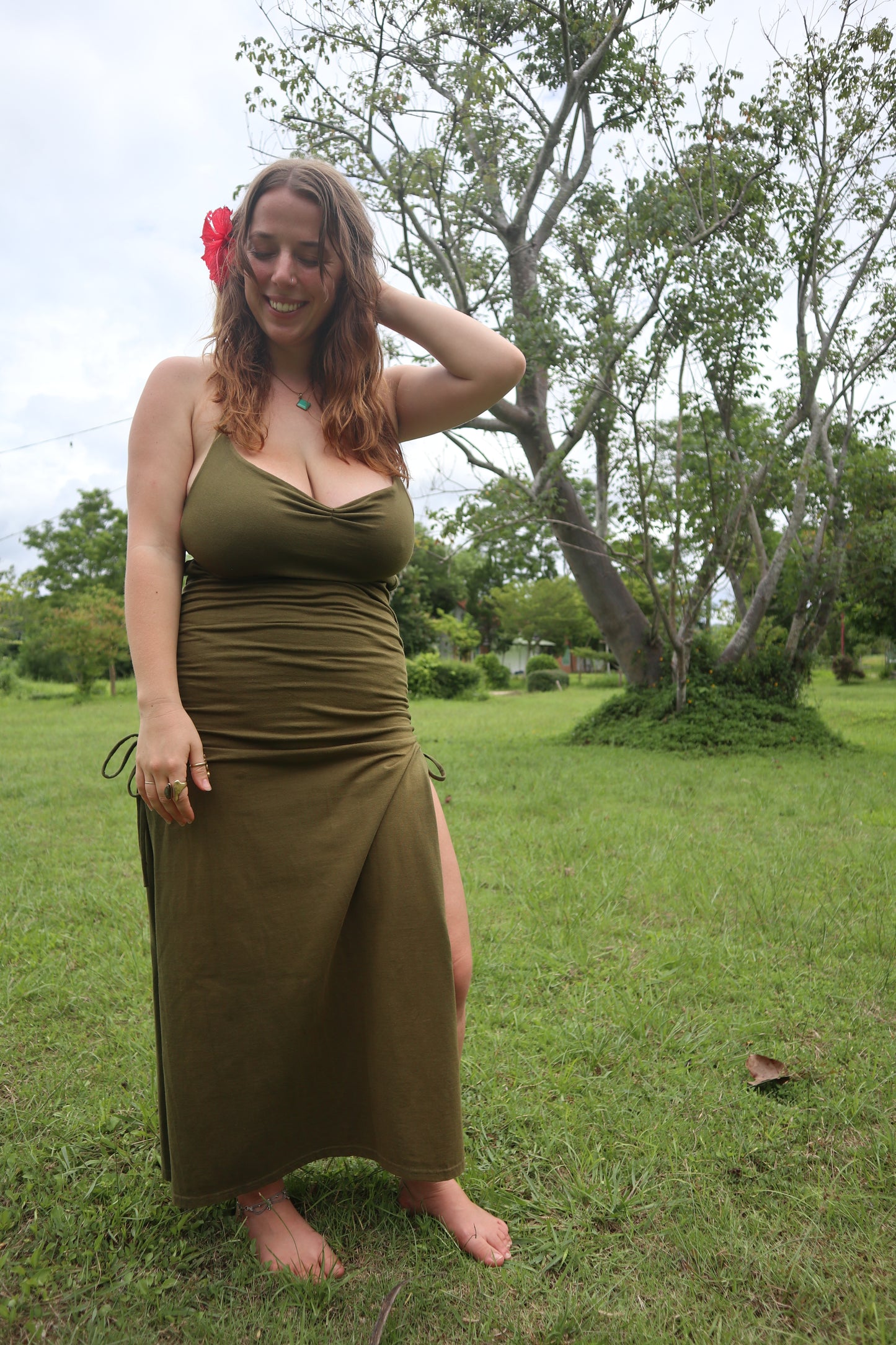 Cleopatra dress for Heart Chakra/ Basil Green