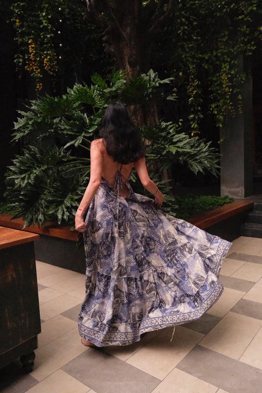 Silk Long Dress/ Seaside Breath