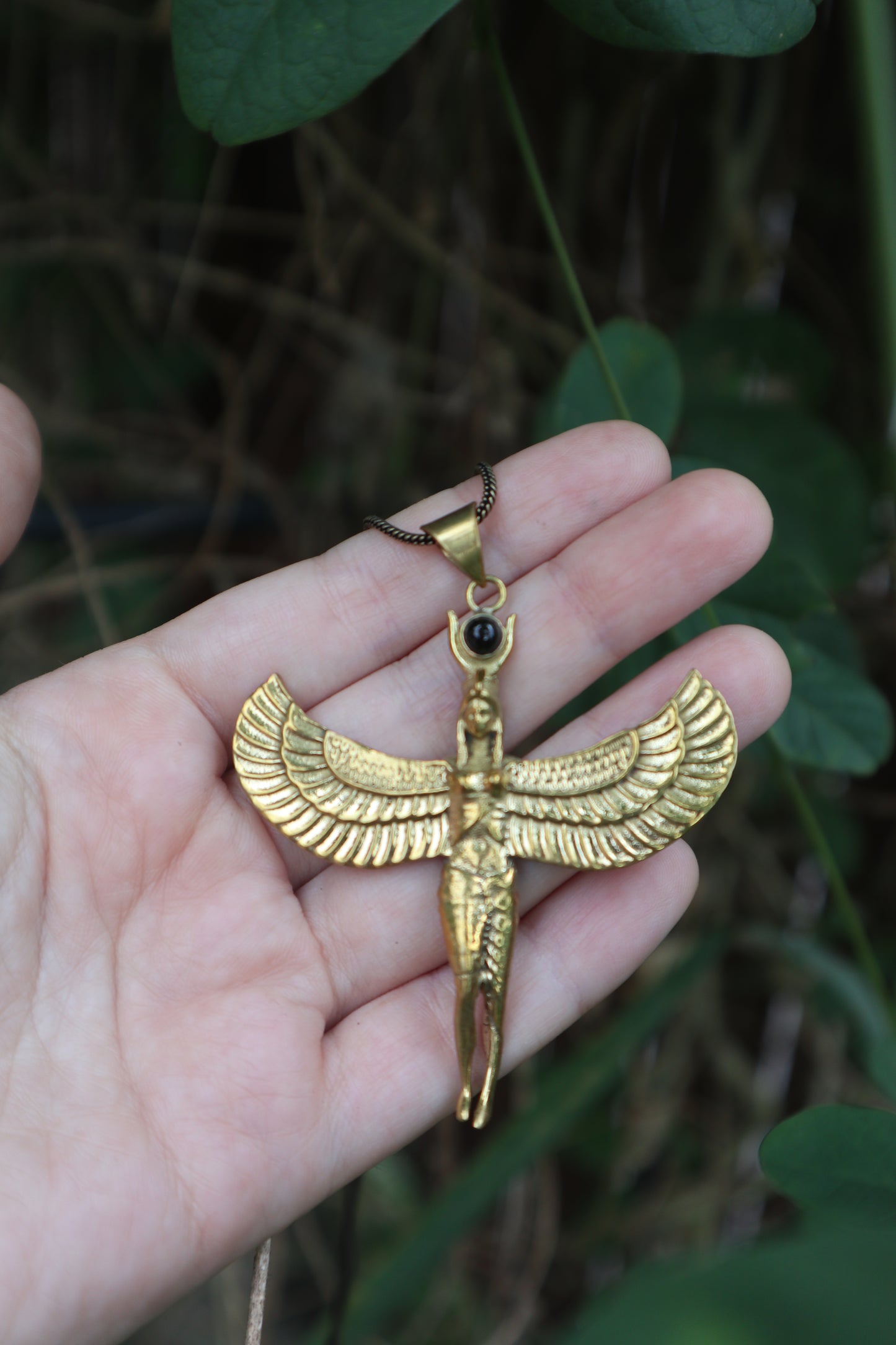 Isis goddess brass pendant