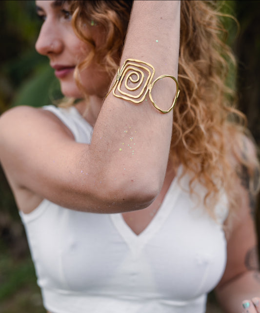 Sacred spiral brass bracelet