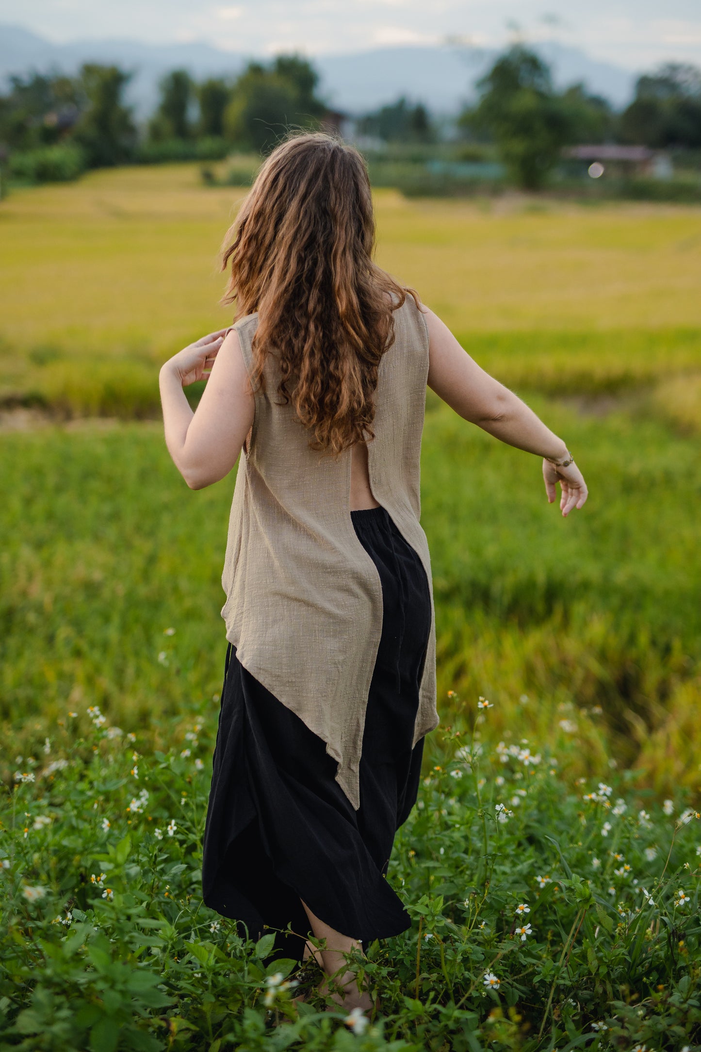 Reversible Bamboo Cotton Sand Beige Eva Top