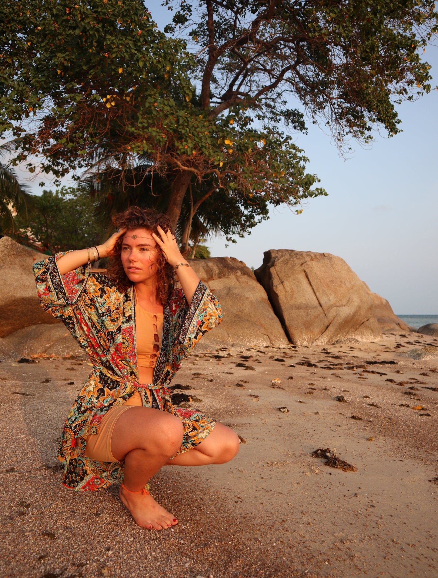 Silk Short Kimono/ Summer Field