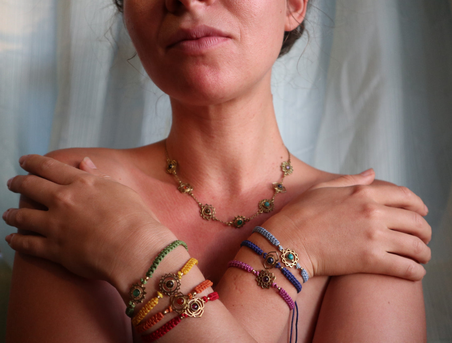 Throat chakra activator peridot macrame bracelet