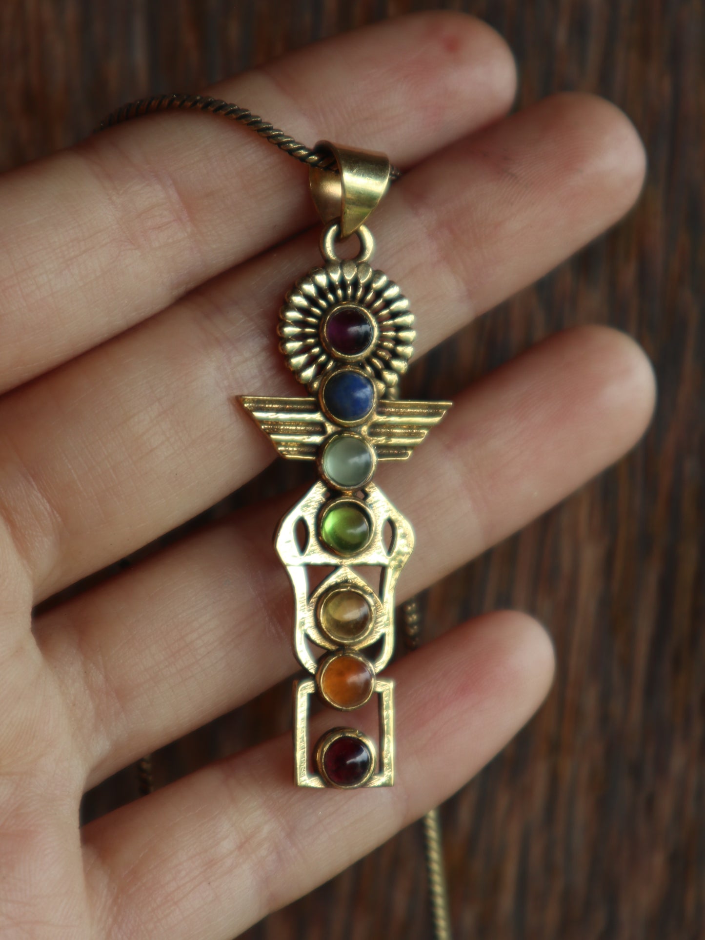 DNA Chakra healing brass necklace